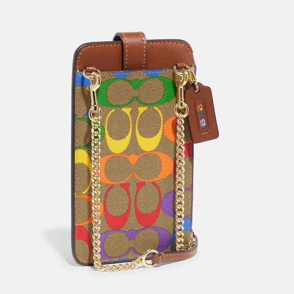 Coach Bags Coach Phone Crossbody In Rainbow Signature Canvas